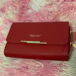 Forever Lovely Design  For Madley Red Clutch with Gold Details. NWOT!